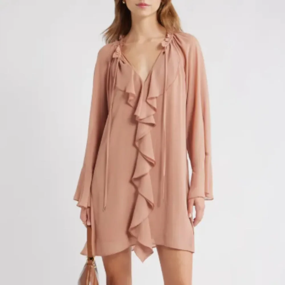 Open Edit Ruffle Chiffon Shift Dress – Small (NWT) - Picture 10 of 14